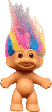 Rainbow multicolor troll doll